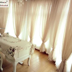 300cm Height Solid Color Sheer Curtains Living Room Window Custom Linen Tulle Sheer Voile Curtains For Bedroom Rideaux Voilage