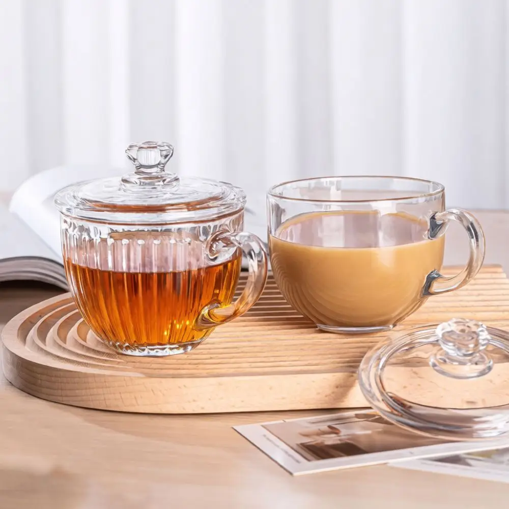 Beautiful Beautiful Nordic Glass Cup With Lid Heat Resistant Milk Breakfast Mug Clear Drinking Water Juice Tea Glass Vesselware - Aliexpress Deal