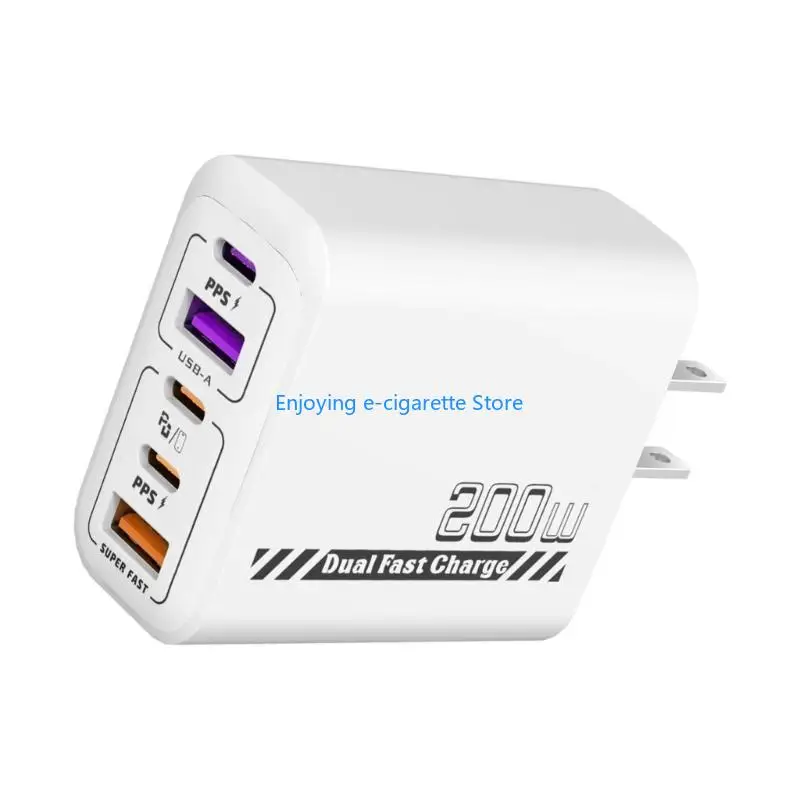 200W Block with 3 Type C and 2 USB-A Ports for Multi-Device Desk, Home Office, and Travel Charging Y4QF