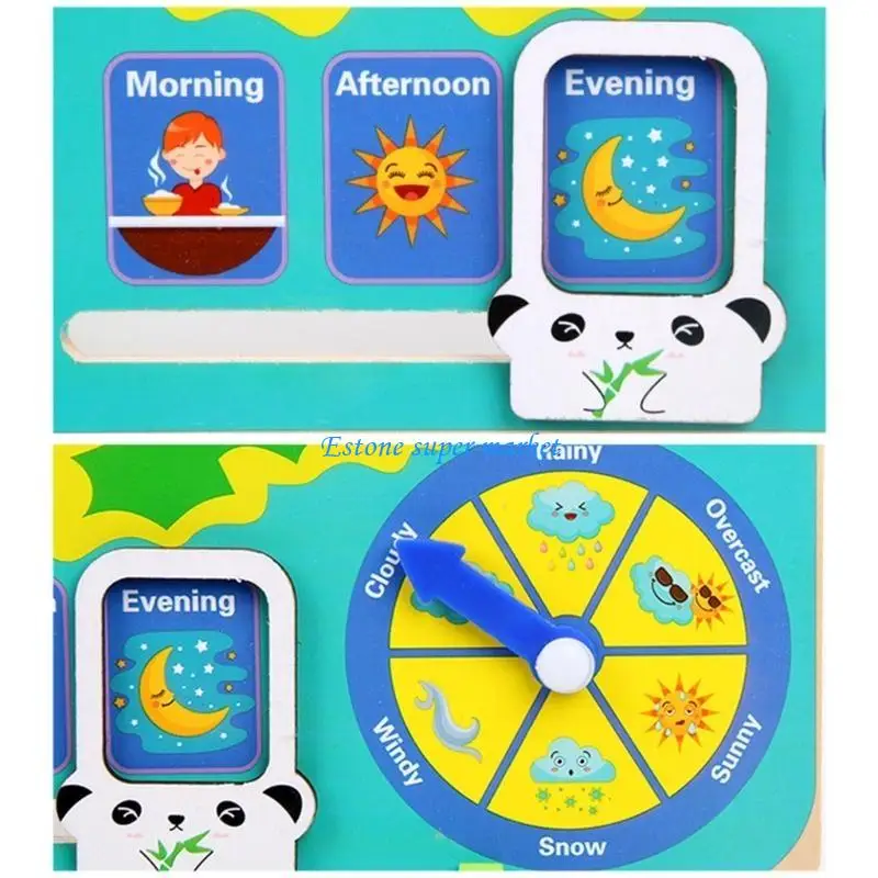 090b学校ティーチングカレンダークロックおもちゃ教室学習エイズ天気季節の認知教育時計の子供たちの好意