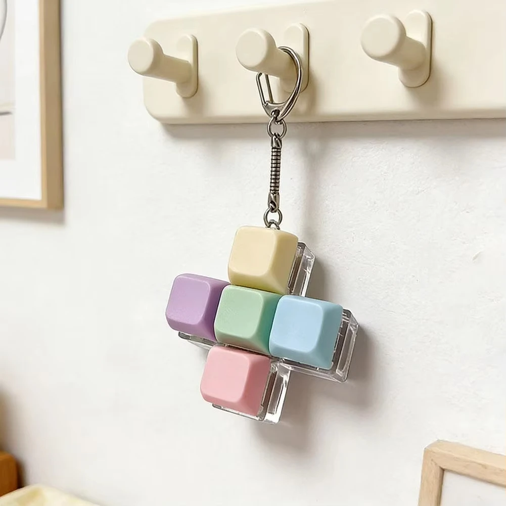 Decompression 4 / 9 Keyboard Key Toy Anti Stress Relief Finger Keychain ﻿Game Button Pinch Tester Office Desk Accessory