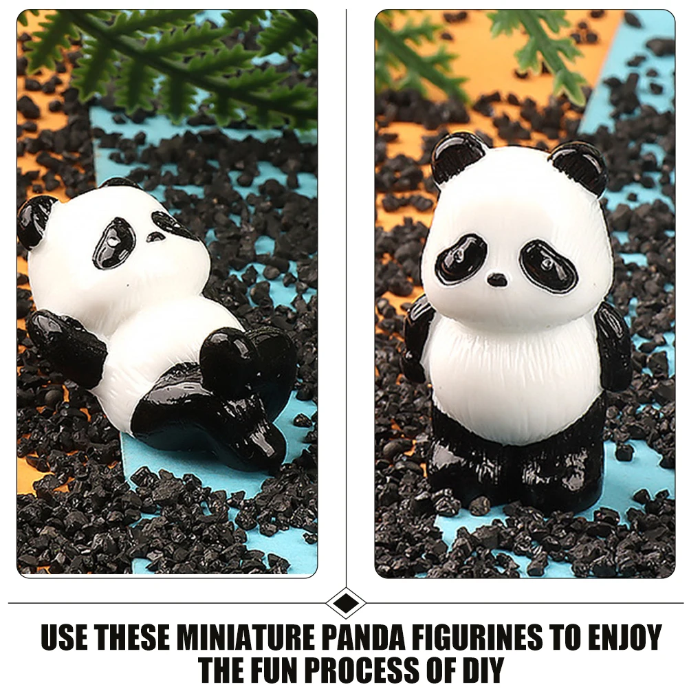 

5 Pcs Pandas Cartoon Animal Micro Landscape Resin Statue Crafts Creative Decor Red Miniature Figurine Small