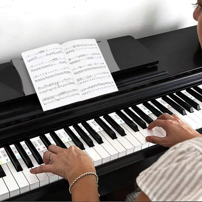 Miwayer Silicone Piano Keyboard Note Stickers 61/88 Key Removable Waterproof Reusable Note Guide for Beginners Piano Learning Pr