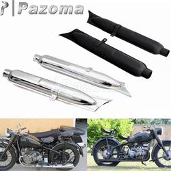 2pcs Motorcycle Retro Chrome Fishtail Exhaust Mufflers 750cc Rear Steel Exhaust Pipe Tube for BMW K750 M1 M72 R71 R12 Dnepr MT12