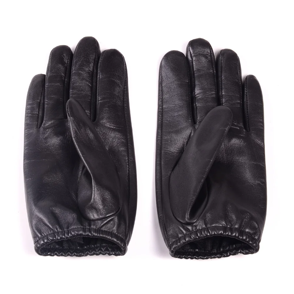 Men\'s Real Leather Goat Skin Classical Fashion shrink Wrist Tactical Short Gloves Touch Screen Casual Short Gloves