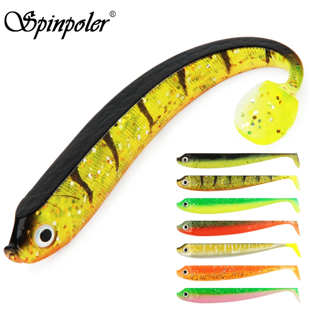 Spinpoler 7,5 cm 9,5 cm 12,5 cm cebo suave señuelo de Pesca Shad Swimbait cola de paleta perca de goma Jighead Carolina/Texa Rig aparejos de Pesca