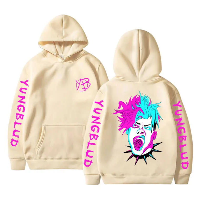 Singer Yungblud Face Double Sided Graphic Hoodie Men Women's Rock Vintage Oversized Streetwear Unisex Fashion Cotton Pullover