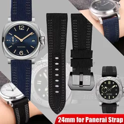 24mm Nylon Canvas Leather Watch Strap for Panerai 00984/985 PAM111/112 Accessories Bracelet Men's Watch Strap With Screw Buckle