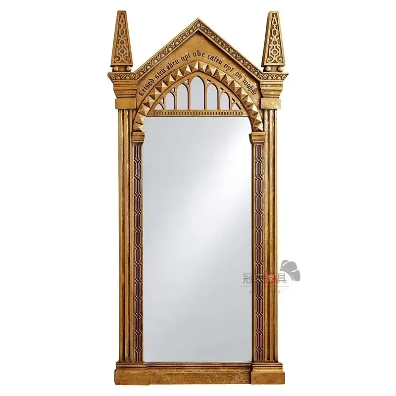 cqyFloor-to-ceiling full-length mirror French entrance fireplace decorative mirror wall hanging old retro full-length mirror