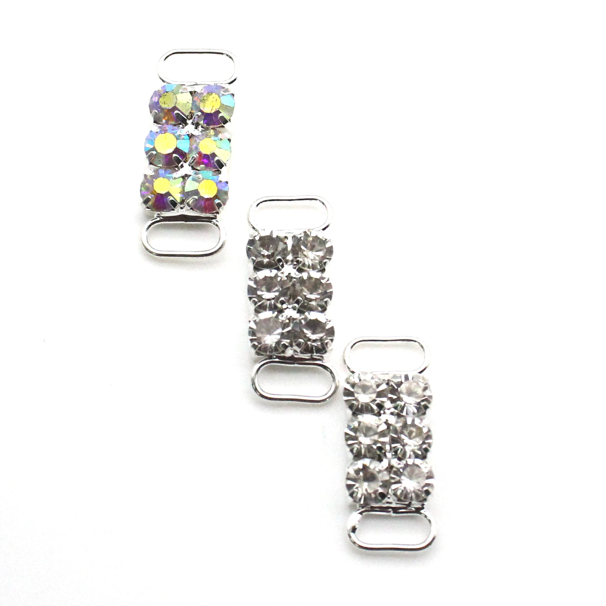 AB Color Rhinestone Metal Link Connector 1.1×3cm 20‑Pack Multi‑Stone Buckle For Swimsuit Bracelet DIY Accessories
