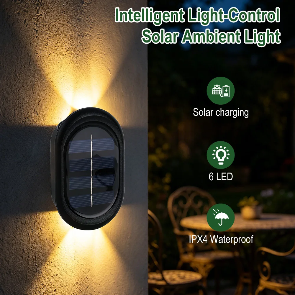 BORUiT Solar LED Wall Light Outdoor Waterproof Patio Staircase Landscape Lamps for Exterior Garden Decoratior Stairs Fence Light