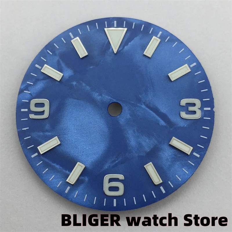 BLIGER 29mm Schwarz Weiß Blau Grün Orange Zifferblatt Shell Zifferblatt C3 Leuchtende Fit NH35 NH36ETA2824 PT5000 Miyota DG bewegung Uhr Teile