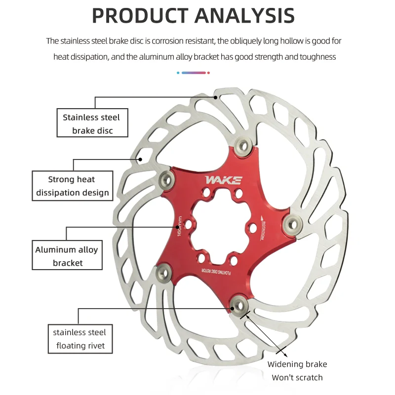 دوار فرامل قرصية إيقاظ MTB ، قوي ، تبديد الحرارة ، عائم ،