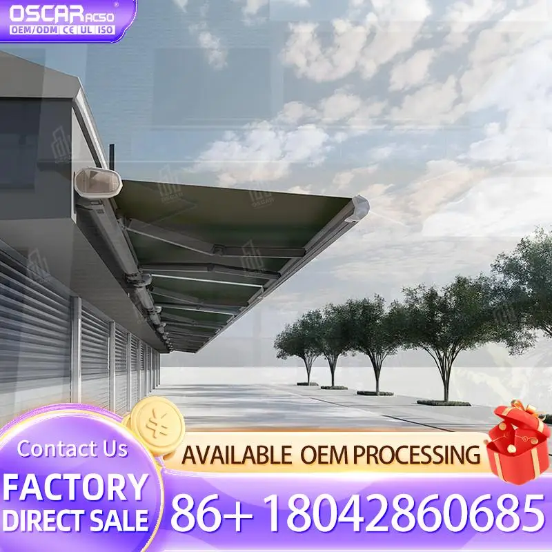 

CE Approved Full Cassette Retractable Patio Awnings 3m X 6m Electric Remote Control Sunshade for Home Backyard Garden Use Retrac
