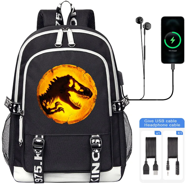 Jurassic World Dominion Print Children Backpack Large capacity Boy Girl School bag  Bookbag Teenage Kids USB Laptop Shoulder Bag