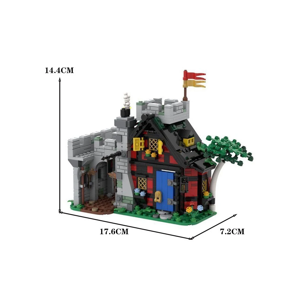MOC قلعة القرون الوسطى وحدات نموذج اللبنات مجموعة تنبيه فندق مكدسة العمارة الطوب الإبداعية لعبة تعليمية هدية طفل