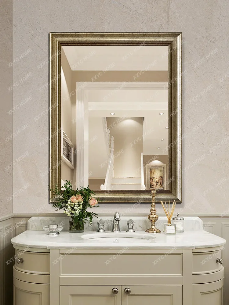 

KAmerican European-style framed bathroom mirror toilet toilet wall decoration