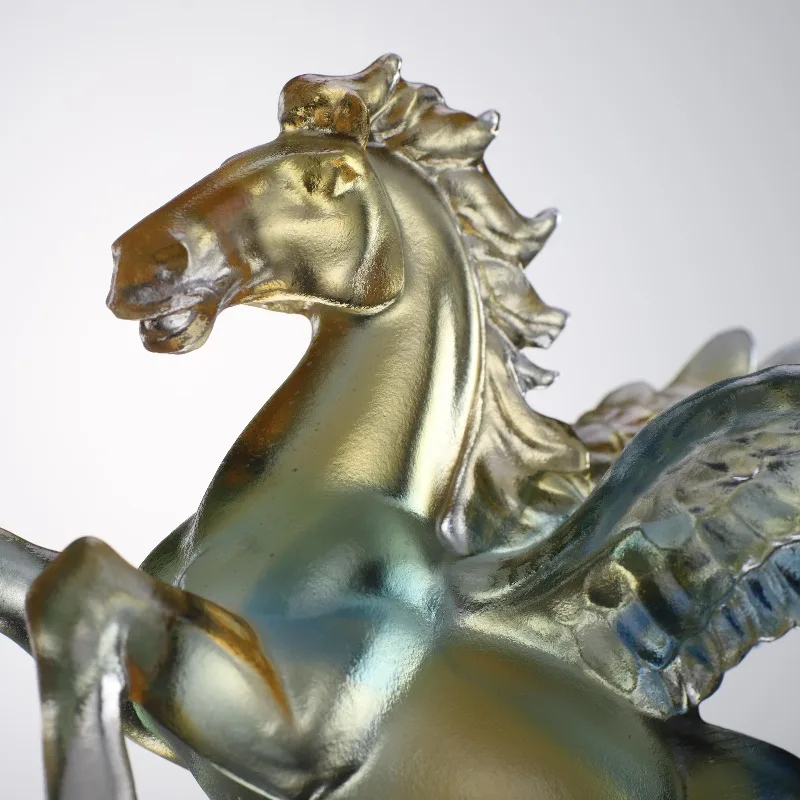 Sculpture glazed crystal horse success symbol Feng Shui office decoration luxury business gift