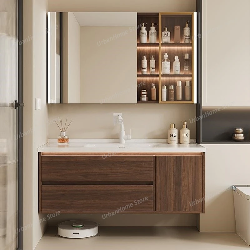 

New Chinese-style Bathroom Cabinets Walnut Combined Ceramic Bathroom Cabinets Bathroom Home Furniture In Particolare ZY50YSG