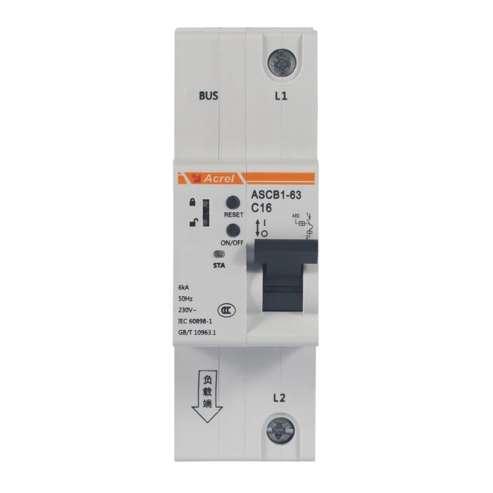 Acrel 1P smart circuit breaker ASCB1-63-C63-1P din rail installation widely used in Information and communicatomes,etc banks