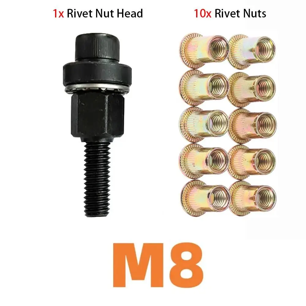 11Pcs/Set Mandrel Staple Hand Rivet Nut M3 M4 M5 M6 M8 M10 Easy Installation Manual Riveter Tool Electric Riveting Adapter