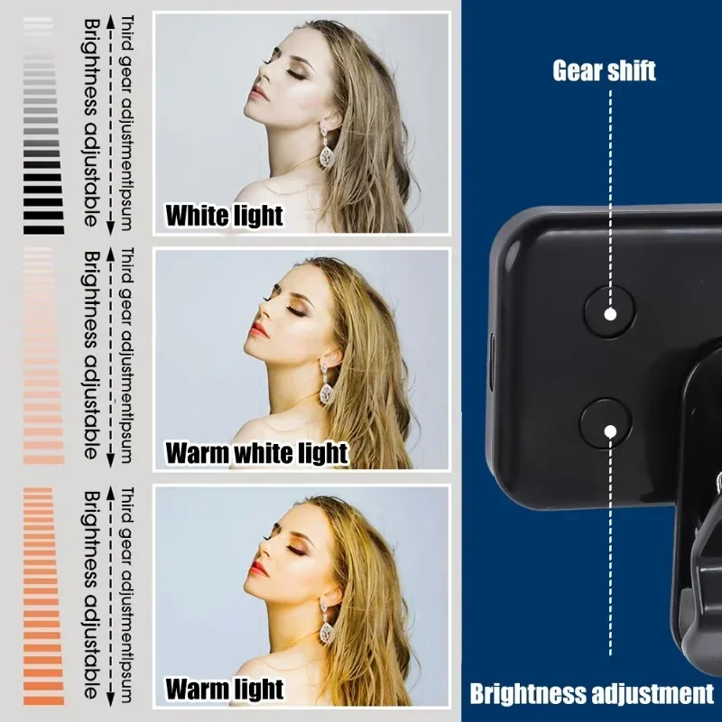 Portatile Mini Selfie Fill Light ricaricabile 3 modalità Clip di luminosità regolabile per telefono cellulare Laptop Make Up Fill Light