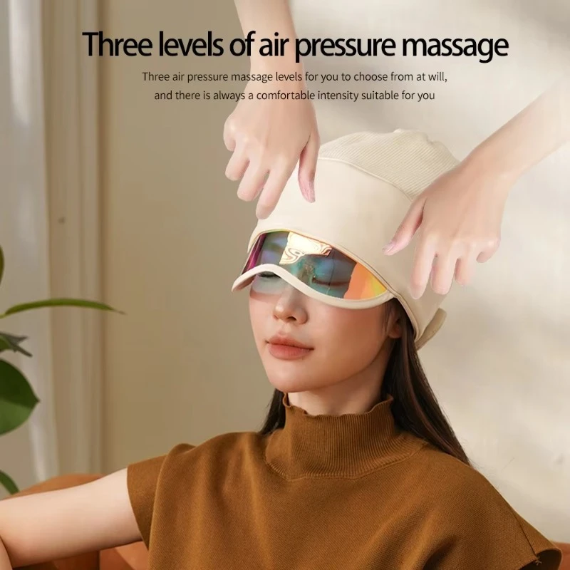 المنتج الرائج 2025 الوافدين الجدد خوذة ضغط الهواء الاسترخاء تدليك فروة الرأس التدفئة الكهربائية العلاج العين الأخطبوط رئيس مدلك
