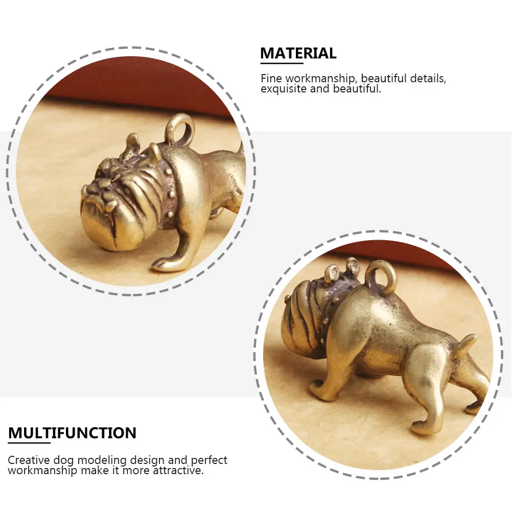 

2 Pcs Fighting Dog Pendant Key Charm Breed Keyring Retro Decor Bracelet Vintage Brass Chain Keychain Miss