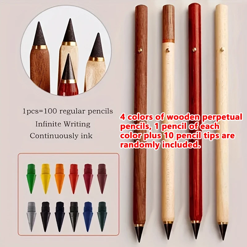 1 Stück Bleistift + 12 Farbstifte, Permanentstift, unbegrenztes Schreiben, Massivholz-Bleistift, HB-Ersatzset, Schüler-Zeichenstift, Kunst-Bleistift, Schule – Detail 4