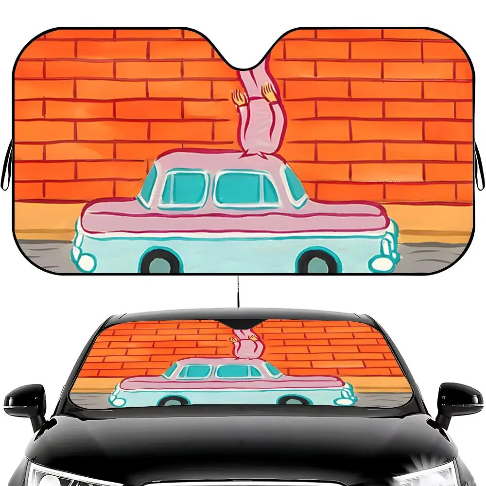 

art J-Joan Cornella Sun Visor Car Windshield Sun Visor - Foldable Universal Fit UV Block Heat Insulation Sunshade