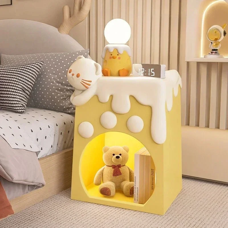 Cute Kitten Cat Bedside Table Household Bedroom Side Cabinet Creative Cartoon Children's Room Bedside Rack Furniture Bedroom