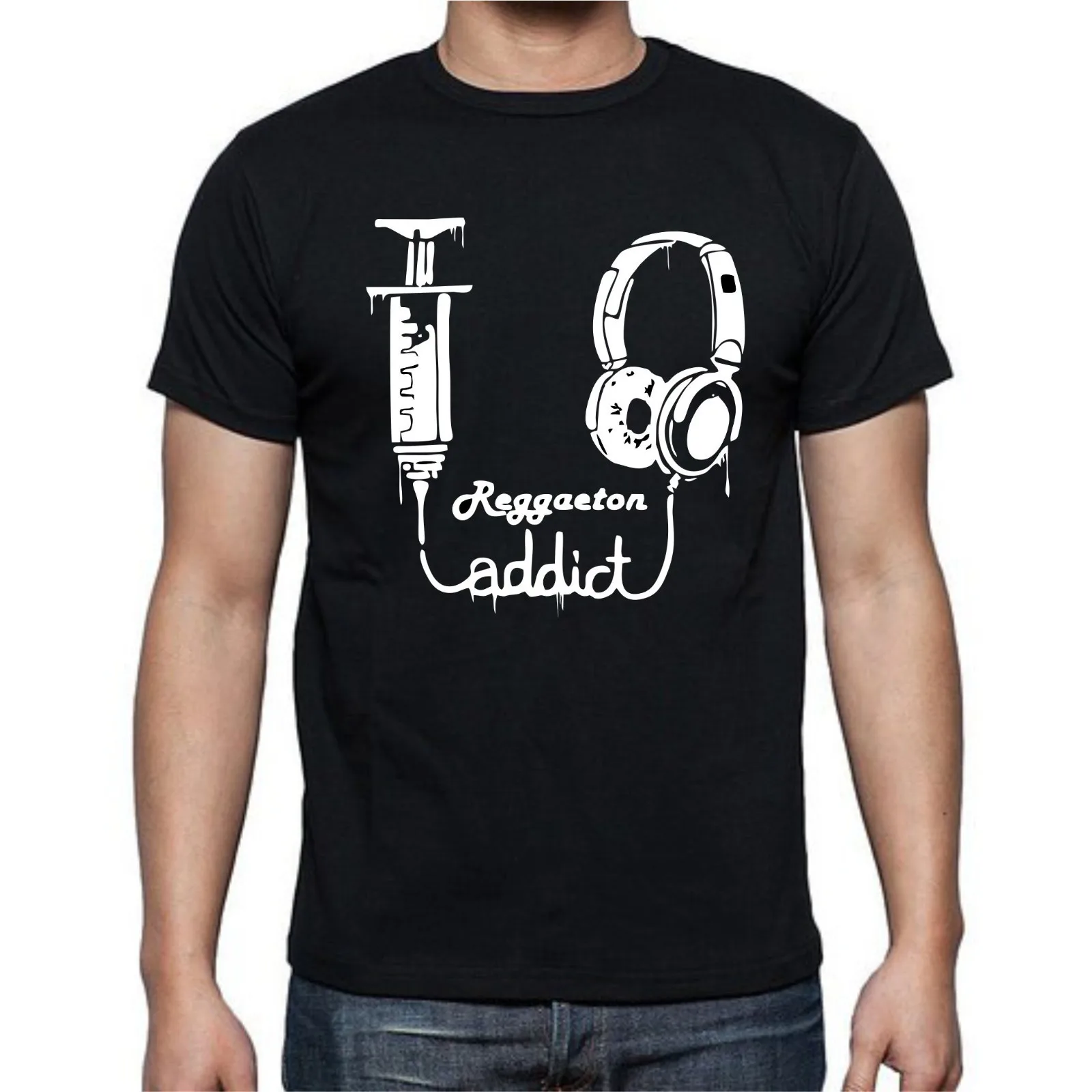 Reggaeton Addict Needle Headphines Music T shirt tee