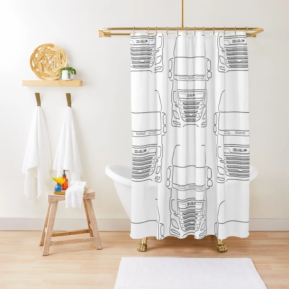 

DAF XF series truck outline graphic (black) Shower Curtain Bathroom Box Window Bathroom Shower Set Curtain