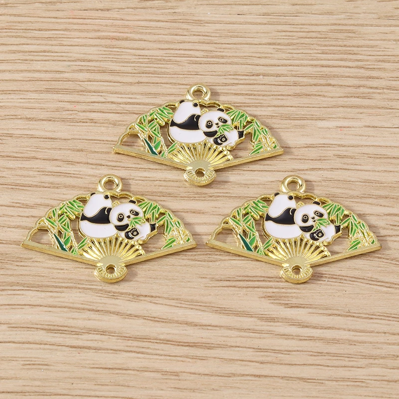 10 stücke mischen Cartoon Tier Charms Emaille Panda Bambus Charms Anhänger für Schmuck machen Halskette Armband Ohrringe DIY Handwerk Geschenk – Detail 10