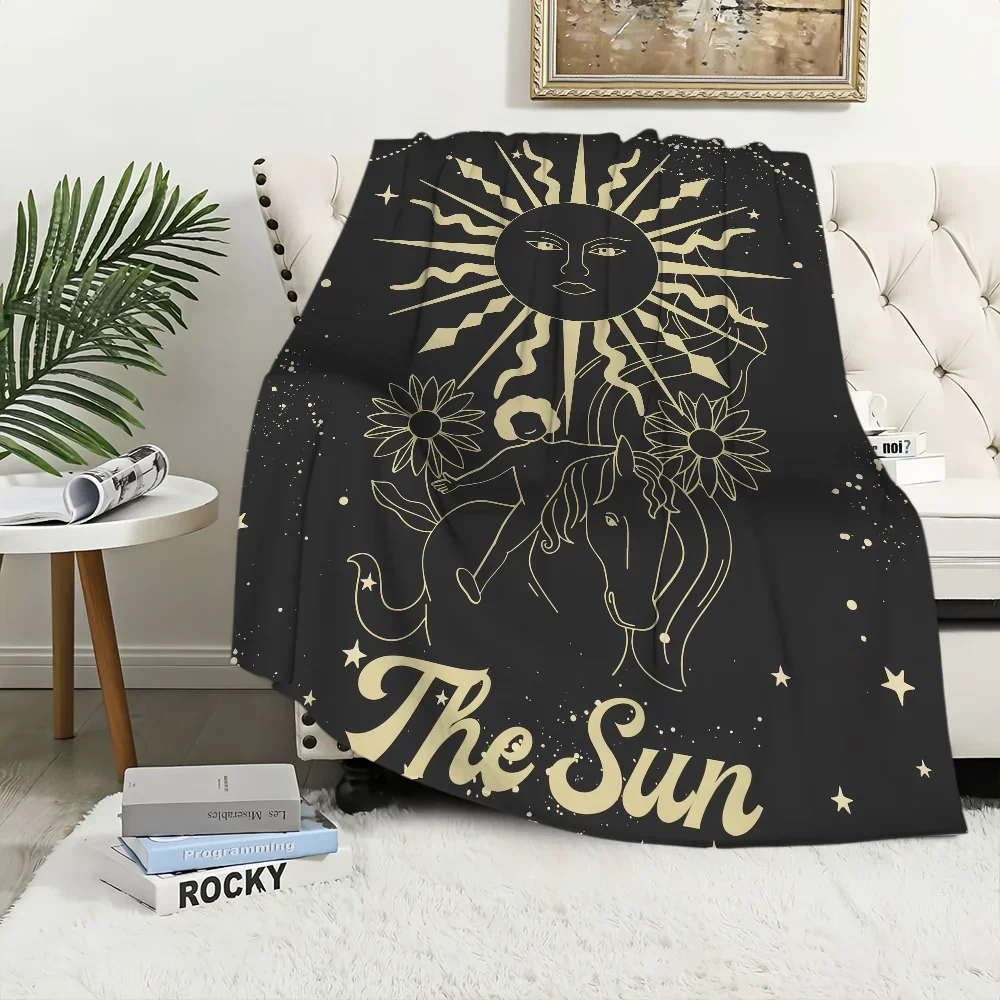 

Одеяло Art Tarot The Sun для дивана, путешествий, дома, пешего туризма, пикника, кровати, подарок на день рождения, фланелевое одеяло