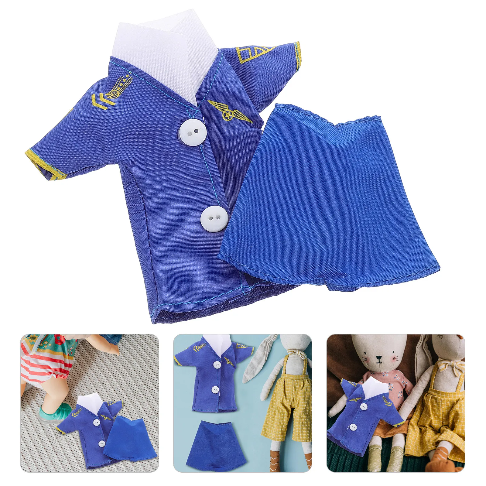 2Pcs Uniform Set 30Cm Flight Attendant Skirt Costume Creative Dress Up Clothes Outfit Uniform Flight Costume