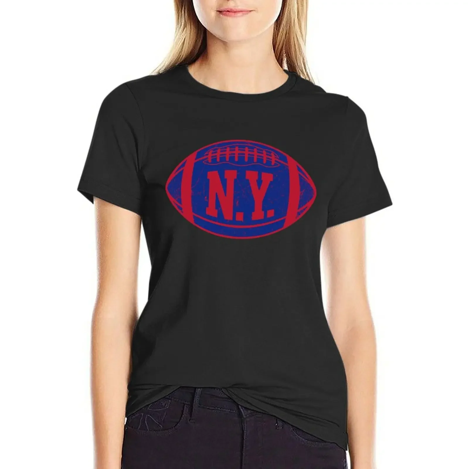 

NYG Retro Football - Red T-Shirt kawaii clothes quick drying Female clothing hippie clothes Womens clothing