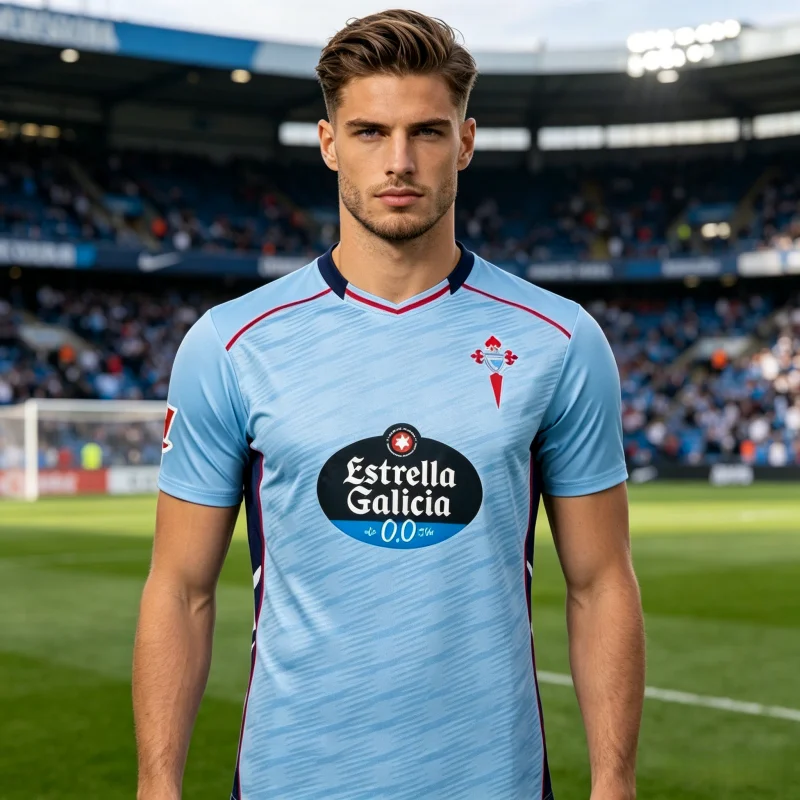 Meistverkauftes Unisex Celta Vigo Retro-Inspiriertes Heim-Fußballtrikot Sommer Atmungsaktiv Schnelltrocknend für Wettkampfkleidung Familie Kinder T-Shirts – Detail 1