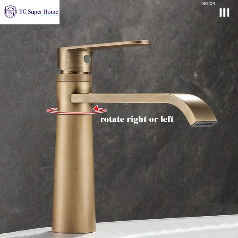 Basin Faucets Antique Bronze Bathroom Faucet Hot & Cold Brass Bathroom Sink Faucet Deck Mounted Lavotory Faucet  Mixer Water Tap