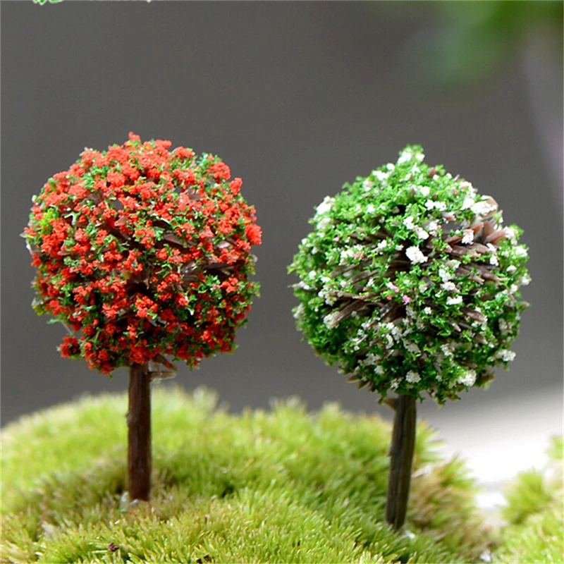 5pcs/lot Simulation Tree Flower Colorful Ball Tree Micro Landscape Ornaments