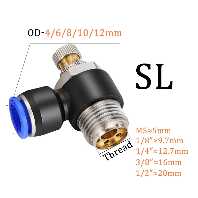 20/50PCS 4mm 6mm 8mm Pneumatic Air Fitting PL/PB/PC/PCF/SL Thread 1/8