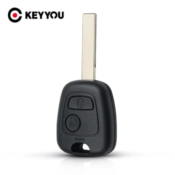 KEYYOU 100Pcs Car 2 Buttons Remote Uncut Blade Key Shell Case Fob For Peugeot 307 407 607 1007