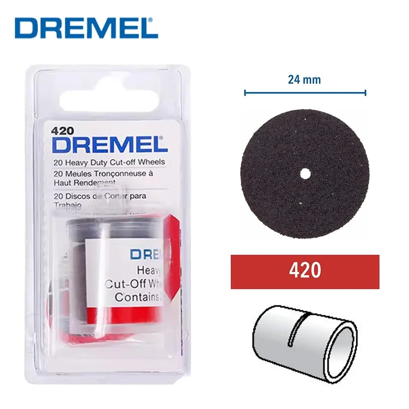 

Аксессуары Dremel 420 металлические режущие диски 20 шт. 24 мм режущие диски для всех инструментов Dremel с несколькими вращающимися колесами с размером хвостовика 3,2 мм