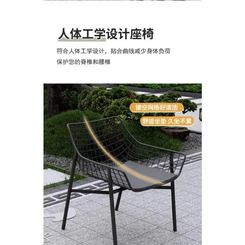 طاولات وكراسي ترفيهية خارجية من الفولاذ المقاوم للصدأ والحديد المطاوع للحدائق والشرفات والفالات ومجموعة أثاث الفناء