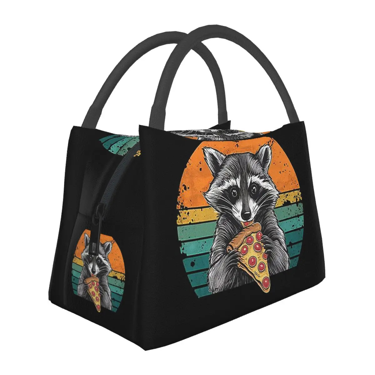 Pizza Thief Raccoon Lunch Bags Insulated Bento Box Portable Lunch Tote Picnic Bags Cooler Thermal Bag for Woman Children Office