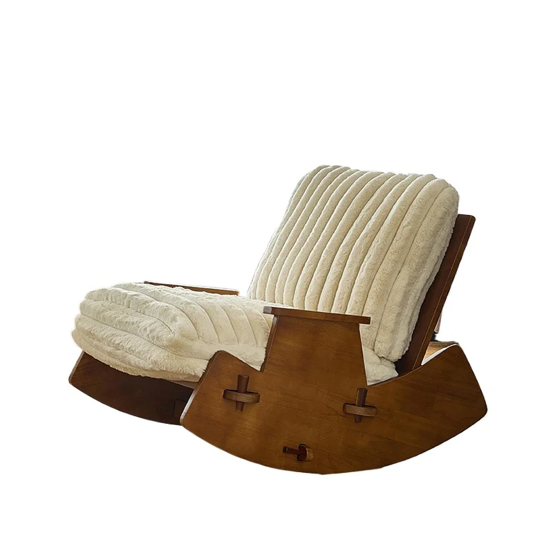 

Peninsula rocking chair, cream medieval single sofa rocking chair, small apartment living room solid wood lazy recliner