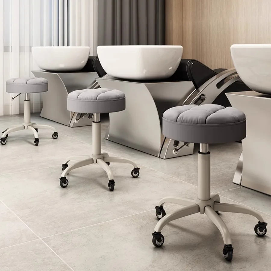 

Multifinction Hairdressing Chair Hydrolic Luxury Gray Royal Barber Chair Headrest Wheel Rolling Portable Sedia Salon Furniture