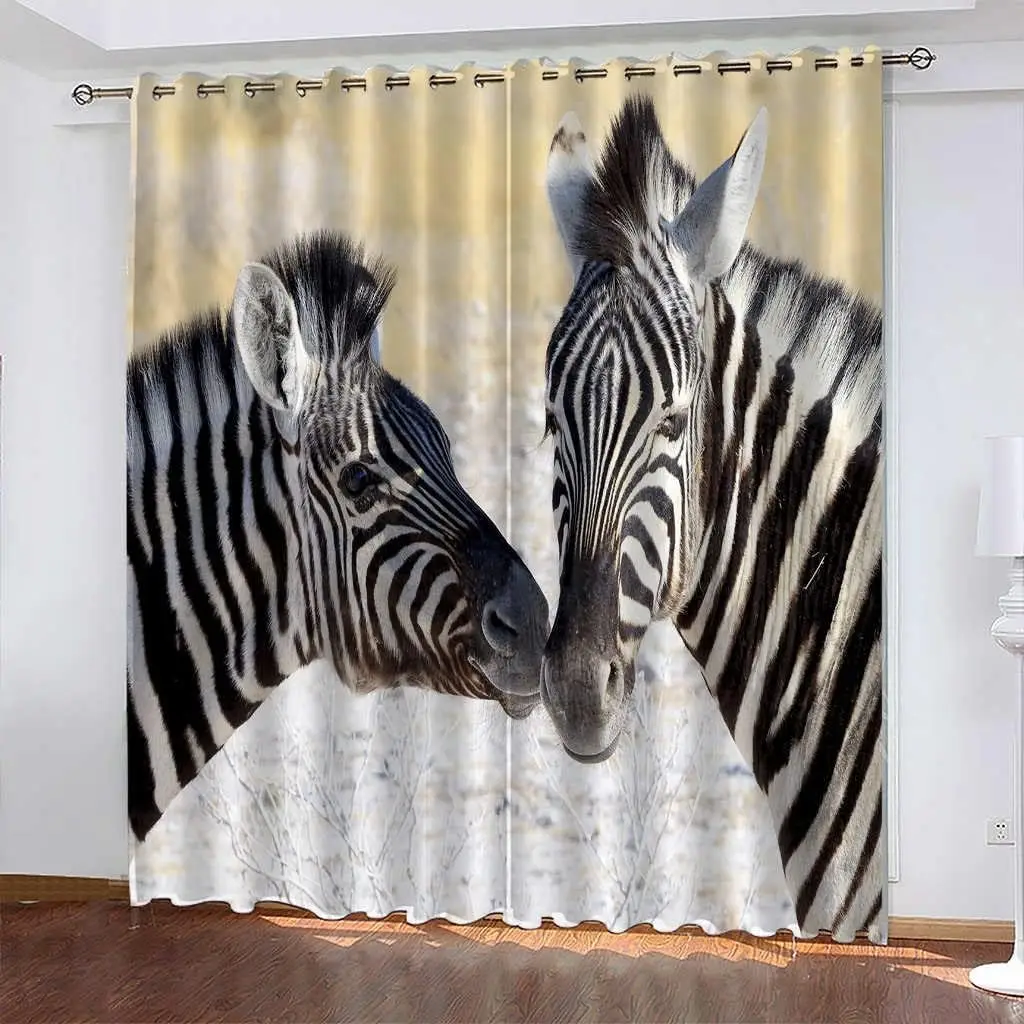 Black and White Zebra Print Blackout Curtains for Bedroom, Modern Animal Stripe Window Curtain, Africa Wild Animal Window Drapes