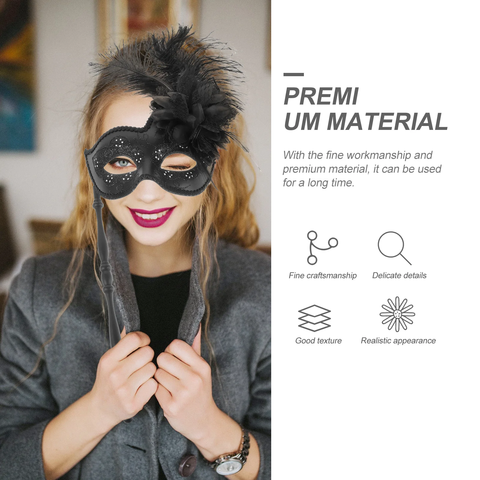 

Masquerade Party Masquerade Mask With Stick Handheld Design Festival Costume Decor Accessory For Women Halloween Stage Prop