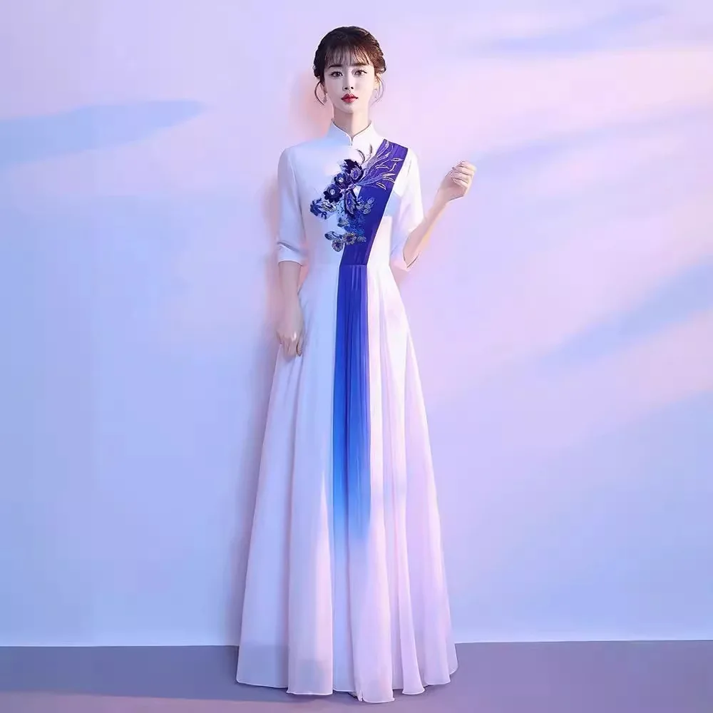 Robe de Soirée de Style Chinois, Vêtements de Spectacle sur Scène, Nouvelle Collection